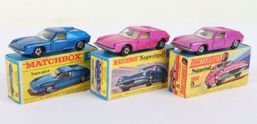 Three Matchbox Lesney Superfast Lotus Europa Boxed Models