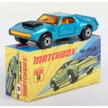 Matchbox Lesney Superfast MB-9 AMX Javelin with LIGHT METALLIC BLUE body and LIGHT ORANGE interior