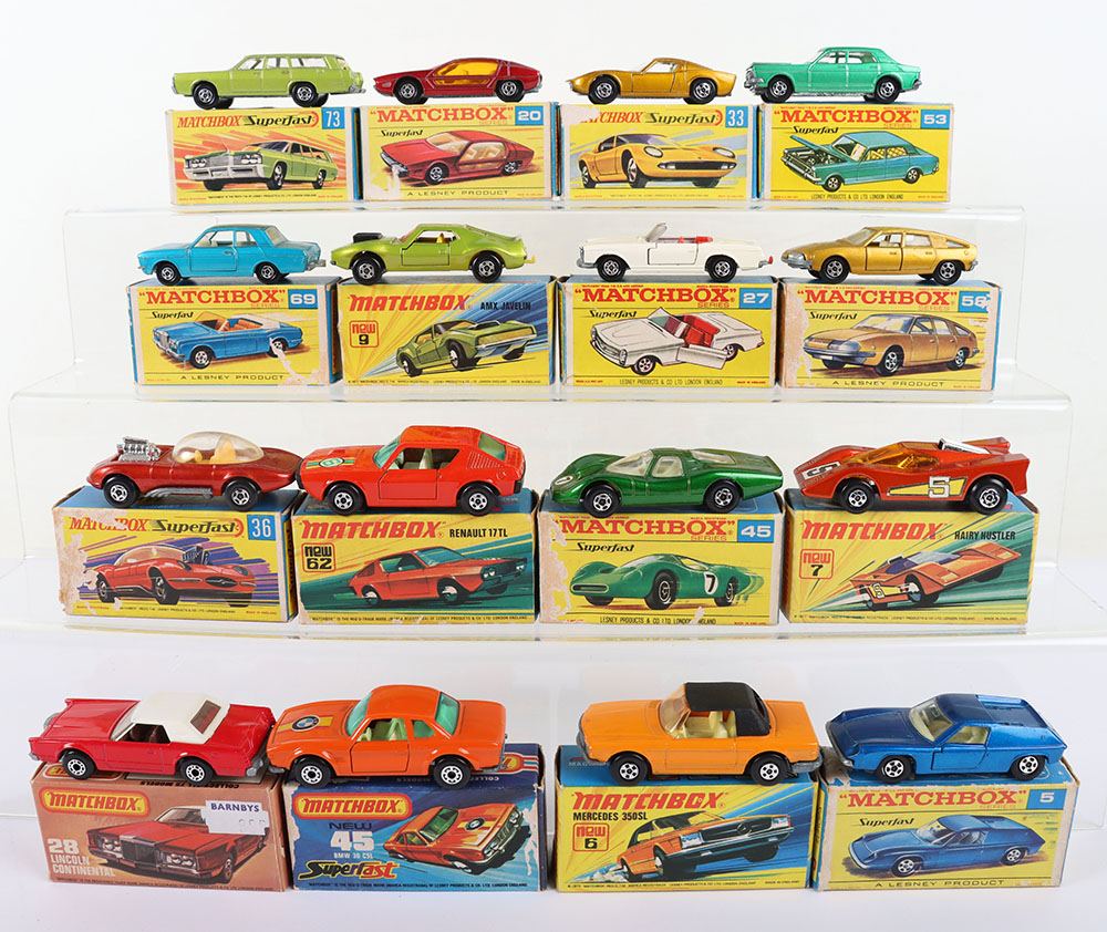 Sixteen Matchbox Lesney Superfast Boxed models, England: