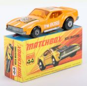 Matchbox Lesney Superfast Boxed Model MB-44 Boss Mustang with rarer ORANGE body