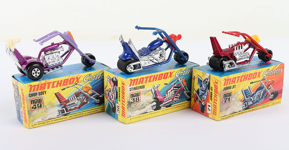 Three Matchbox Lesney Superfast CHOPPERS Bikes Boxed Models - Image 2 of 5