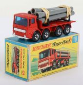 Matchbox Lesney Superfast MB-10 Pipe Truck, Transitional model with the scarce RED body