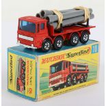 Matchbox Lesney Superfast MB-10 Pipe Truck, Transitional model with the scarce RED body