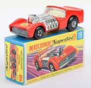 Matchbox Lesney Superfast MB-19 Road Dragster with Light Red body, Vertical 8 labels