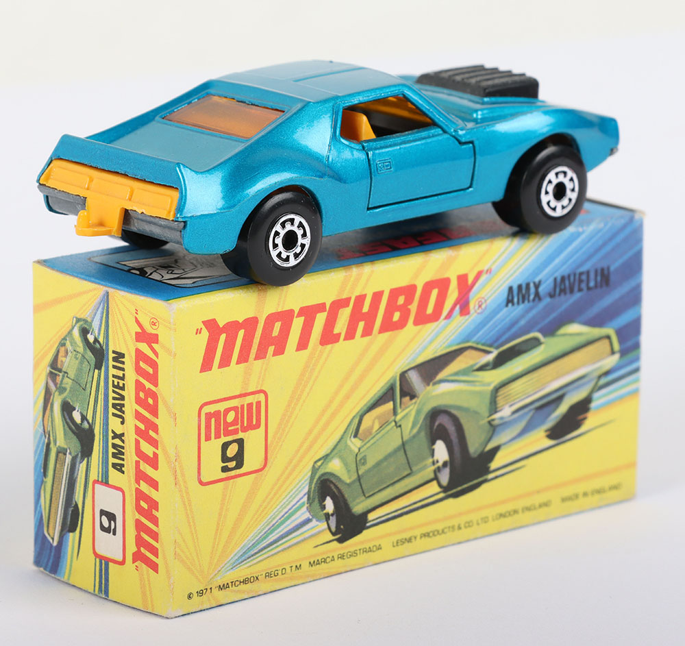 Matchbox Lesney Superfast MB-9 AMX Javelin with LIGHT METALLIC BLUE body and LIGHT ORANGE interior - Image 2 of 5