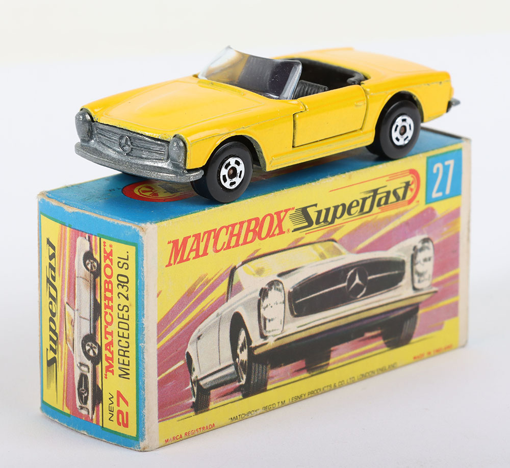 Matchbox Lesney Superfast MB-27 Mercedes 230 SL variation with LIGHT Yellow body