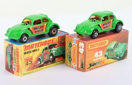 Two Matchbox Lesney Superfast MB-43 Dragon Wheels Boxed Models