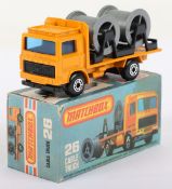 Matchbox Lesney Superfast MB-26 Cable Truck, Orange body, LIGHT Grey cable drums,