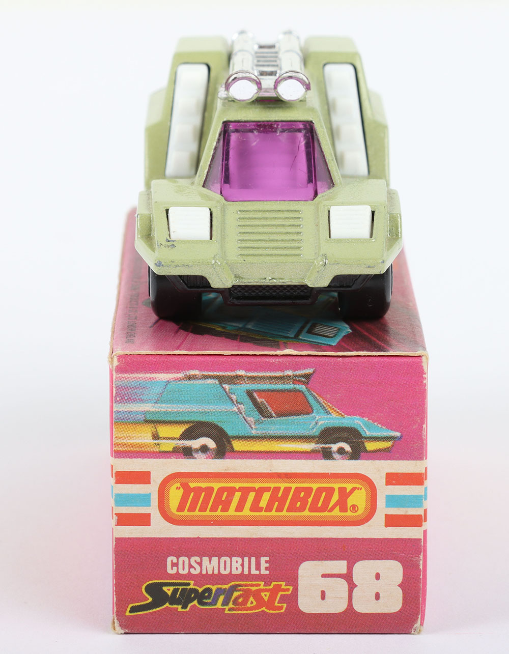 Matchbox Lesney Superfast MB-68 Cosmobile with AVOCADO body & rarer WHITE interior - Image 3 of 5