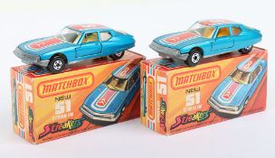 Two Matchbox Lesney Superfast MB-51 Citroen SM Streakers Boxed Models