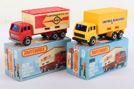 Two Matchbox Lesney Superfast MB-42 Container Truck Boxed Models