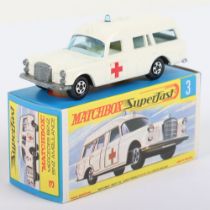 Matchbox Lesney Superfast MB-3 Mercedes Benz Binz Ambulance with THIN 5-Spoke wheels
