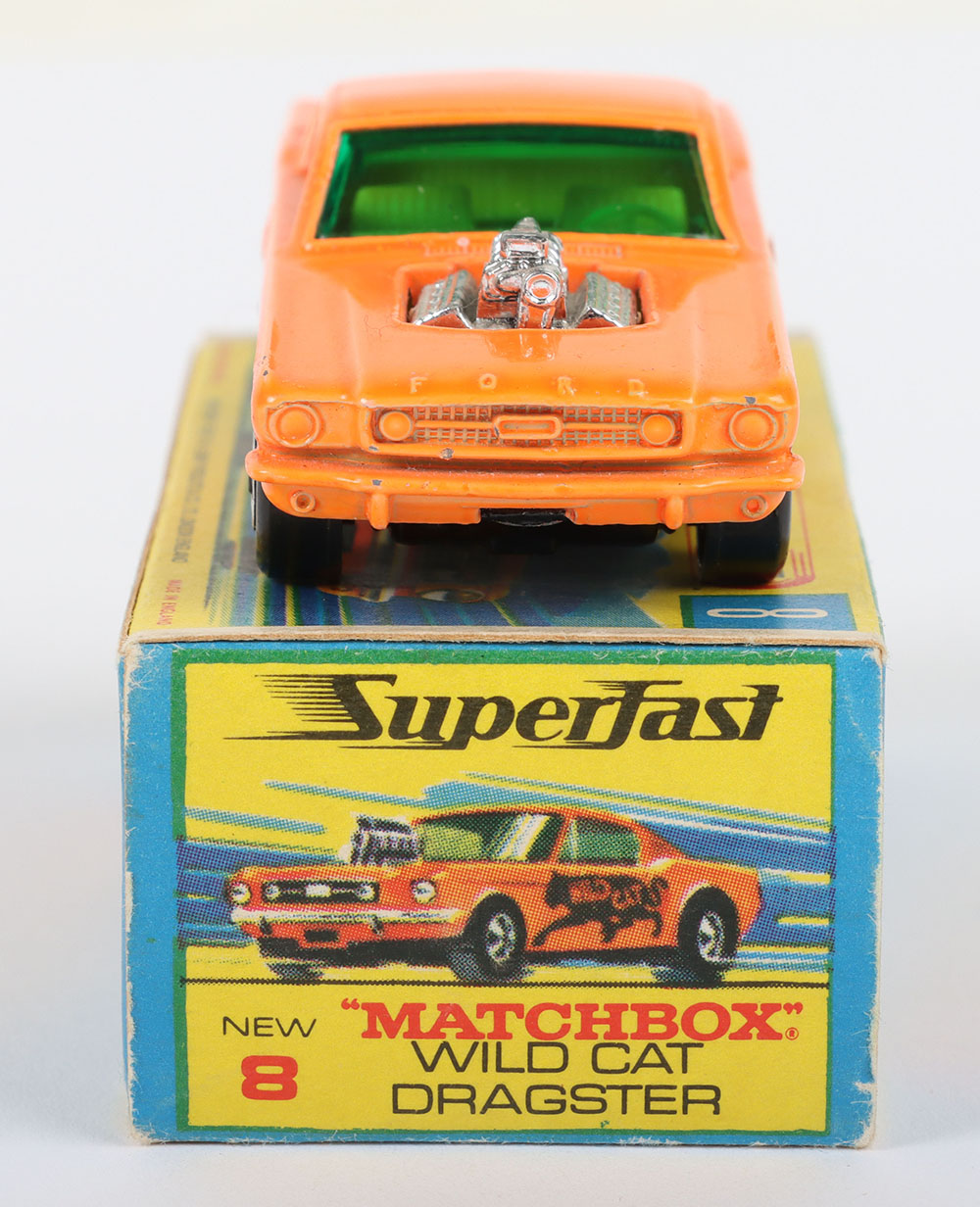 Matchbox Lesney Superfast MB-8 Wild Cat Dragster, Orange body with scarce SAILBOAT labels - Image 3 of 5