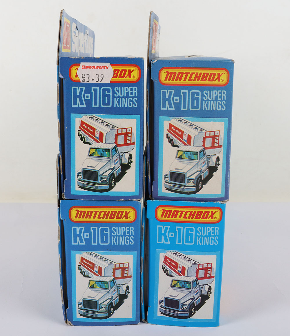 Four Matchbox Lesney Superkings K-16 Ford Petrol Tankers - Image 3 of 6