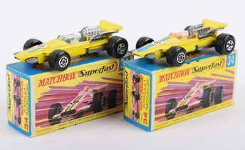 Two Matchbox Lesney Superfast MB-34 Formula 1 Racing Car Boxed Models