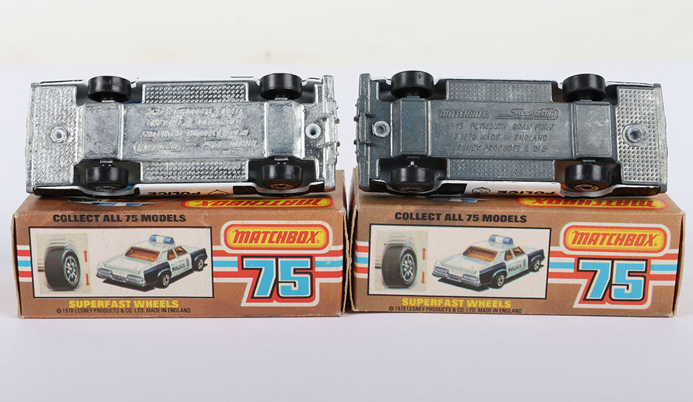 Two Matchbox Lesney Superfast Plymouth Police Car,Boxed Models - Bild 6 aus 6