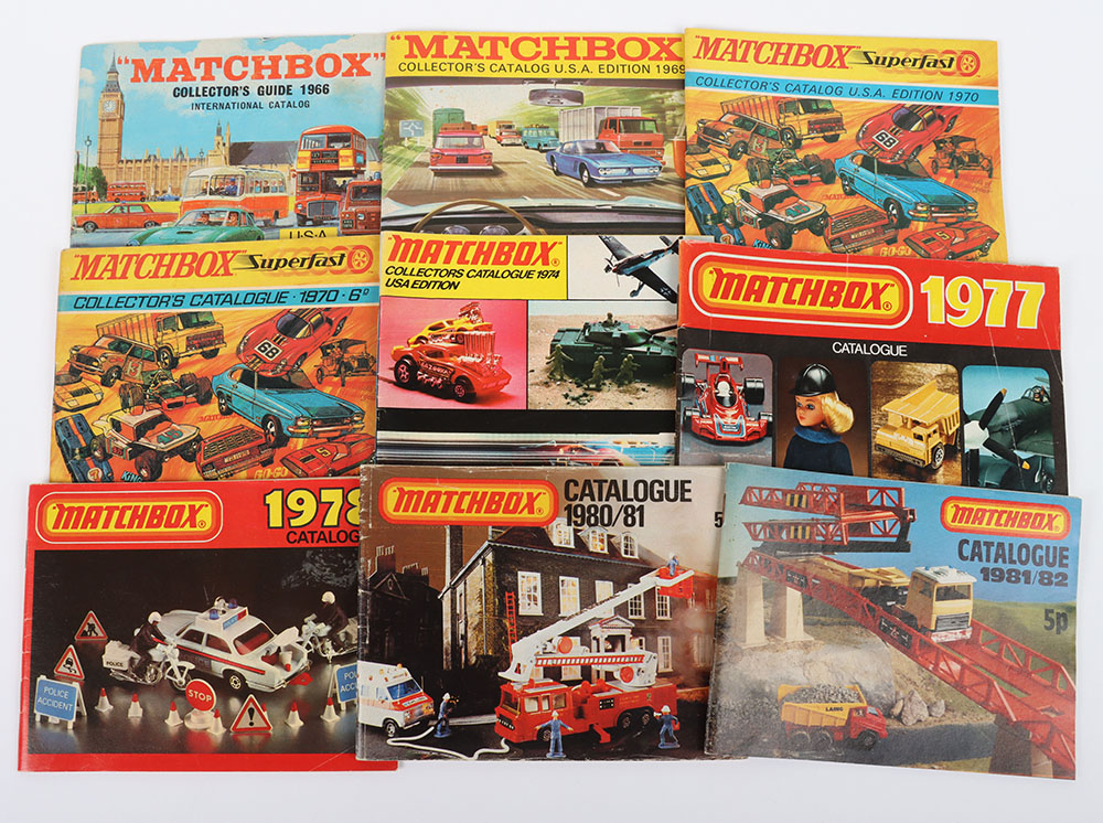 9 Matchbox Older Collectors Catalogues from 1966 to 1981