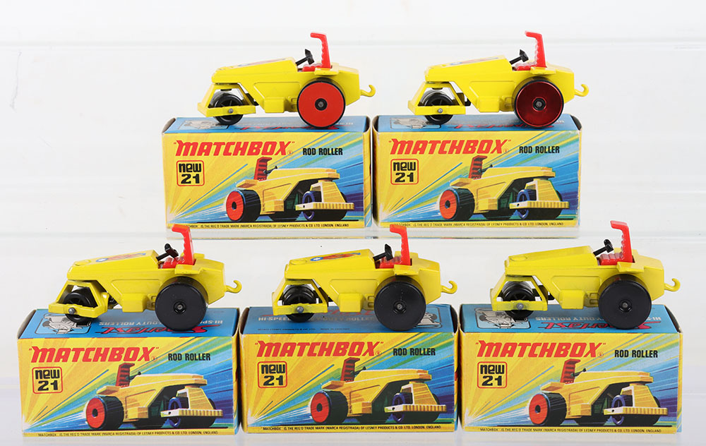 Five Matchbox Lesney Superfast Rod Roller Boxed Models