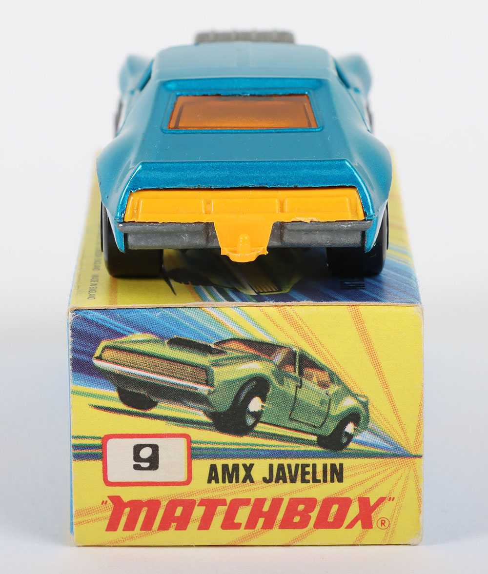 Matchbox Lesney Superfast MB-9 AMX Javelin with LIGHT METALLIC BLUE body and LIGHT ORANGE interior - Image 4 of 5