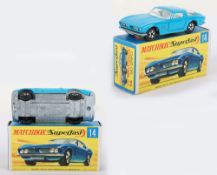 Matchbox Lesney Superfast MB-14 Iso Grifo with rarer LIGHT Blue-Green body