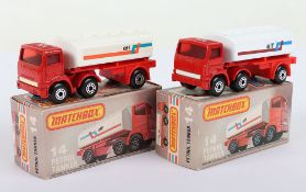 Two Matchbox Lesney Superfast Petrol Tanker Boxed Models