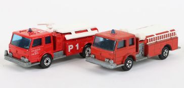 Two Matchbox Lesney Superfast Fire Pumper Truck Models