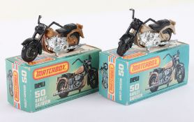 Two Matchbox Lesney Superfast MB-50 Harley Davidson Boxed Models