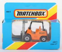 Matchbox Lesney Superfast MB-15 Fork Lift Truck with harder to find ORANGE body and BLACK Roll Bar C