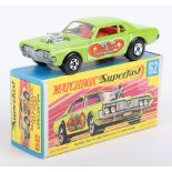 Matchbox Lesney Superfast MB-62 Rat Rod Dragster, variation with DARK LIME GREEN body