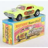 Matchbox Lesney Superfast MB-62 Rat Rod Dragster, variation with LIGHT YELLOW-GREEN bodyl