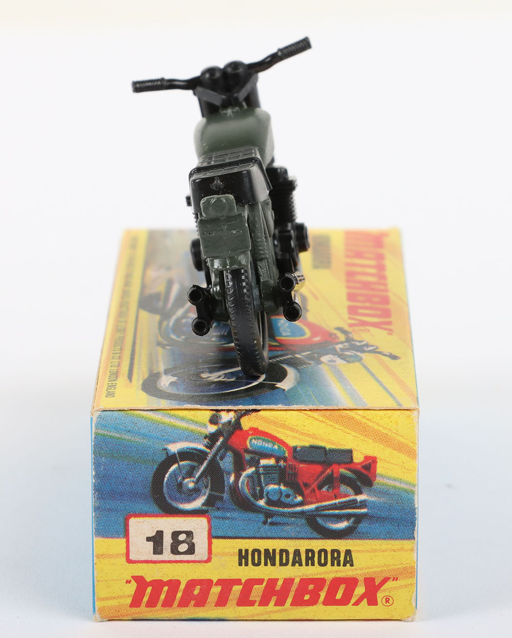 Matchbox Lesney Superfast Boxed Model MB-18 Hondarora with scarce DARK DRAB Military body - Image 3 of 5