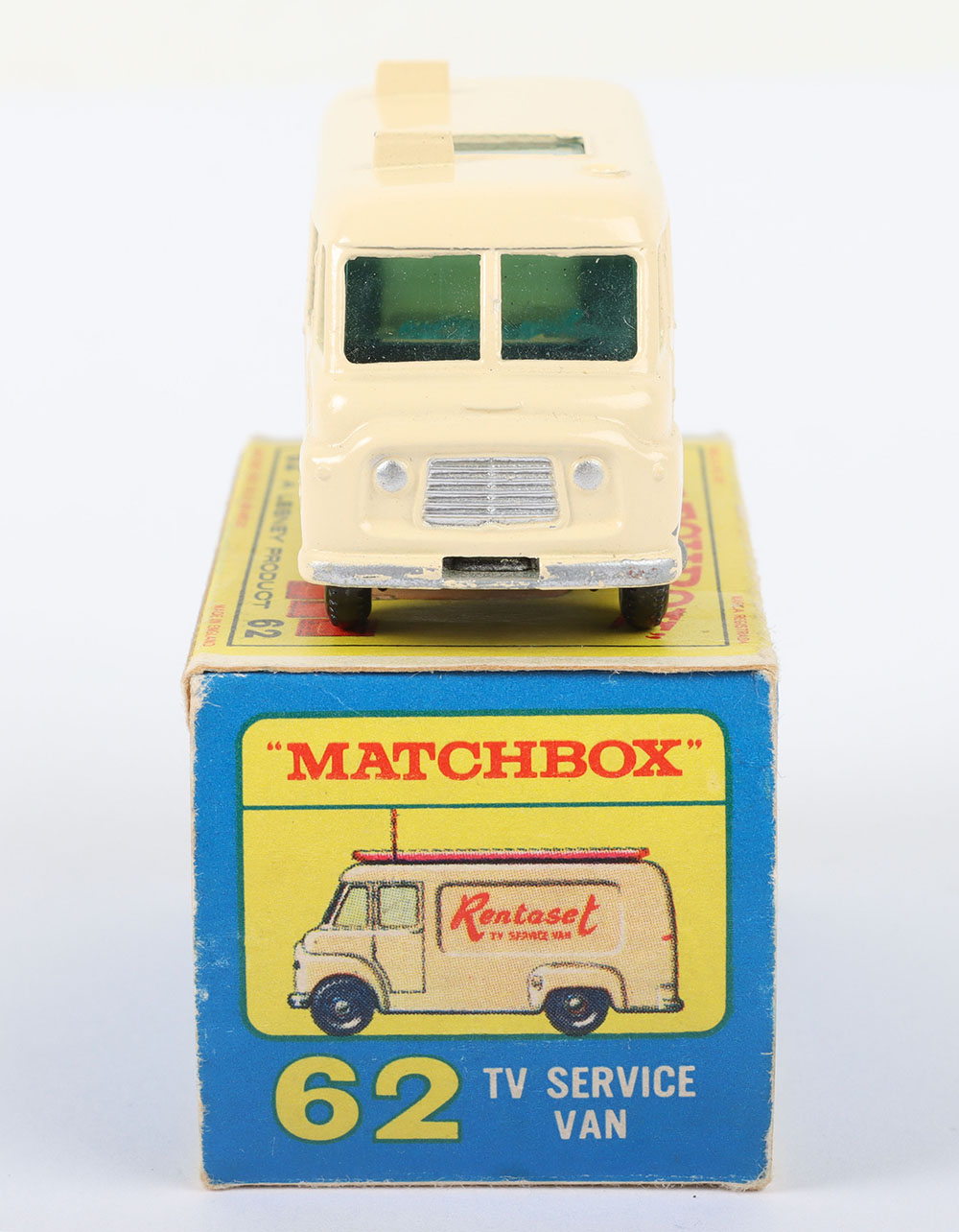 Matchbox Lesney Regular Wheels MB-62 TV Service Van with CREAM body & RENTASET TV SERVICE VAN Decals - Image 3 of 5