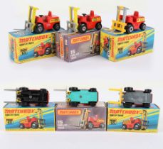 Three Matchbox Lesney Superfast Fork Lift Truck Boxed Models