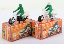 Two Matchbox Lesney Superfast MB-33 Police Motor Cyclist Boxed Models