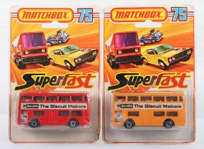 Two Matchbox Lesney Superfast MB-17 London Bus Boxed Models