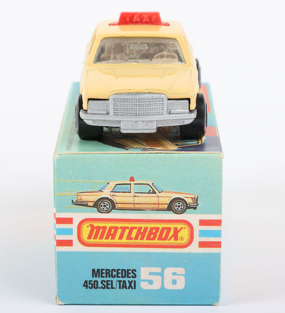 Matchbox Lesney Superfast MB-56 Mercedes 450 SEL TAXI with rarer SILVER PAINTED BASE - Image 5 of 6