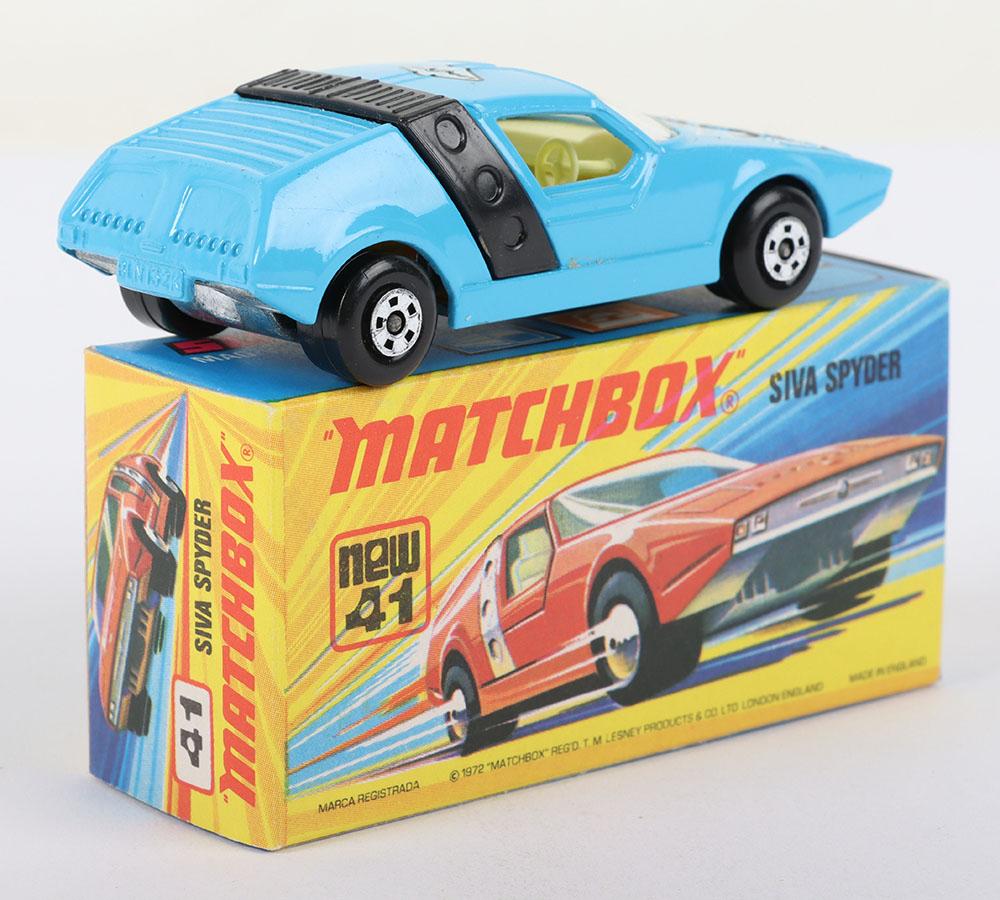 Matchbox Lesney Superfast MB-41 Siva Spyder with LIGHT BLUE body and rarer CLEAR glass - Image 2 of 5