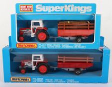 Two Matchbox Superkings K-35 Massey Ferguson Tractor & Trailer