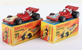 Two Matchbox Lesney Superfast MB-24 Team Matchbox Boxed Models