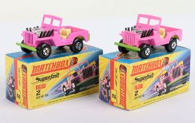 Two Matchbox Lesney Superfast Jeep Hot Rods Boxed Models