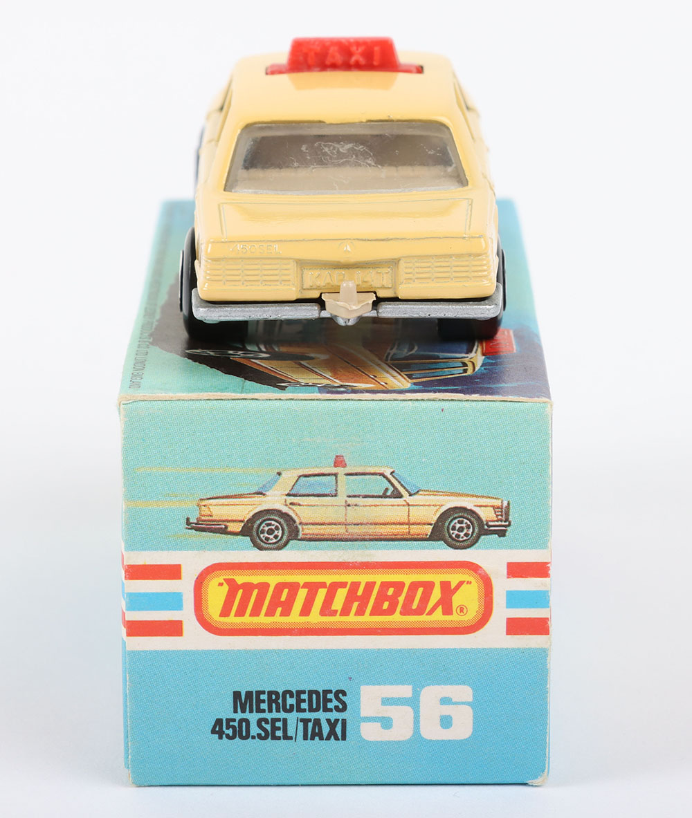 Matchbox Lesney Superfast MB-56 Mercedes 450 SEL TAXI with rarer SILVER PAINTED BASE - Image 6 of 6