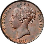 NGC AU Details & VF Details, Victoria (1837-1901), Penny, 1854, Plain Trident, 