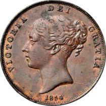 NGC AU Details & VF Details, Victoria (1837-1901), Penny, 1854, Plain Trident,