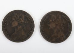 Victoira, Penny 1881H, with an 1887 penny, 