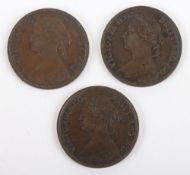 Three Victoria Farthings, 1860, 1862 and 1881, 