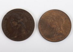 Two Victoria Halfpennies, 1890 and 1900, 