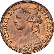 NGC UNC Details Victoria (1837-1901) Farthing, 1860, Beaded Borders,