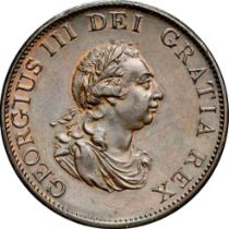 NGC AU 58 BN George III (1760-1820) Halfpenny, 1799, Soho,