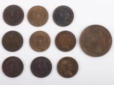 Edward VII 1902 Penny, with various Edward VII and George V Farthings, 