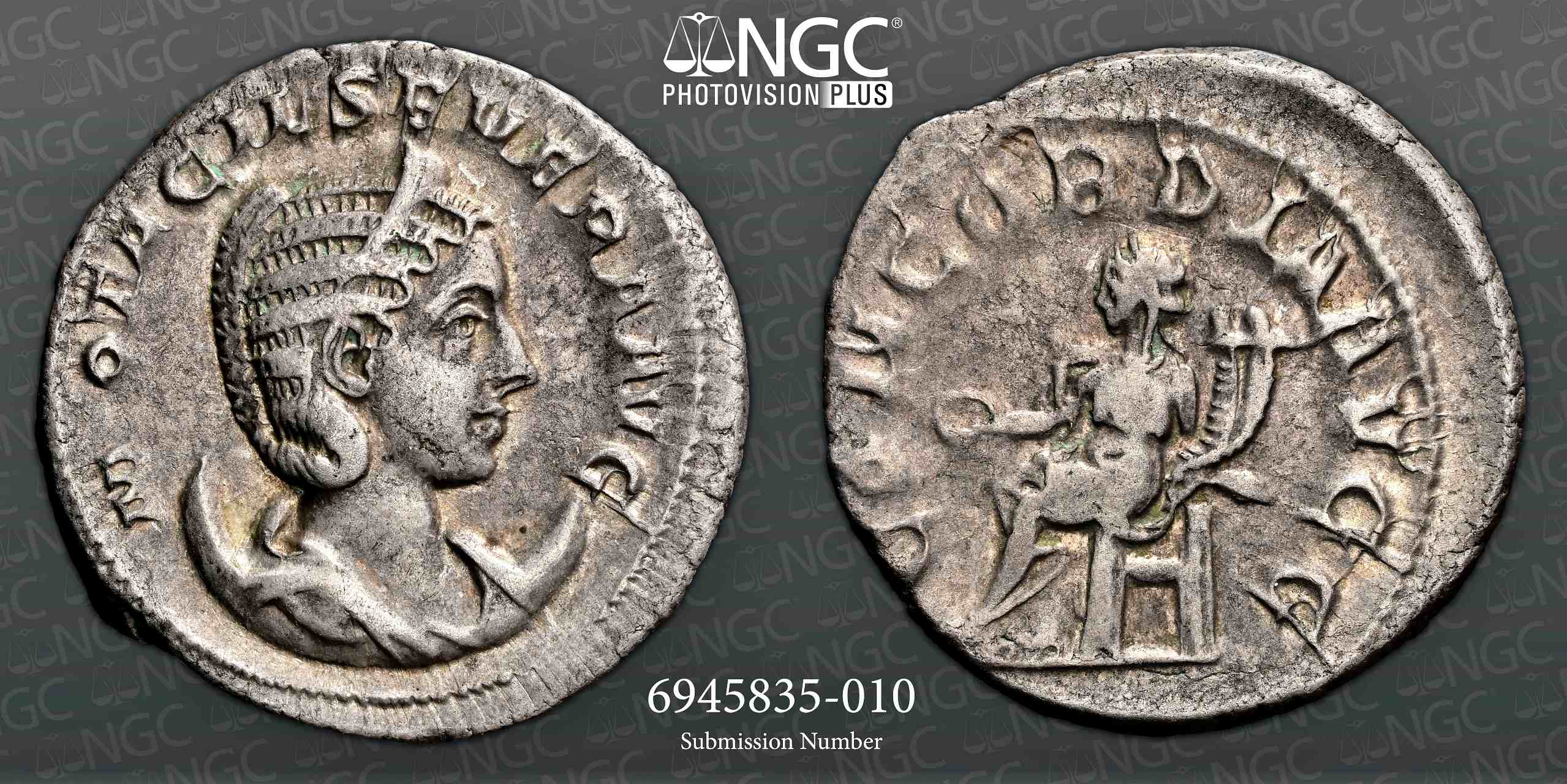 NGC VF - Otacilia Severa,AD 244-49 ROMAN EMPIRE AR Double-Denarius - Bild 3 aus 3